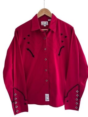 Westerncore Red Embroidered Snap Shirt Panhandle Slim Arrow Detail